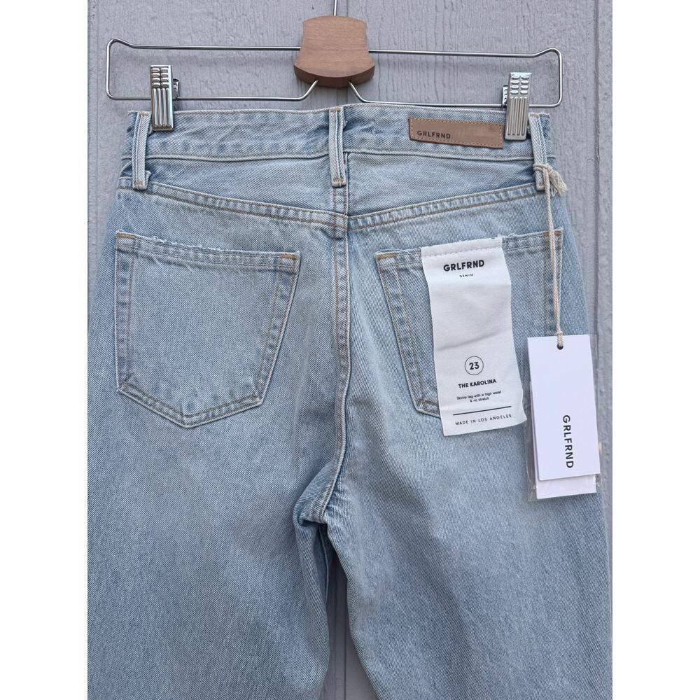 new GRLFRND Denim light wash distressed slim tapered Karolina jeans Don't Speak - Picture 9 of 11